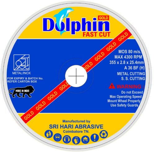Dolphin 14" Cut off Wheel 355 X 2.8 X 25.4 mm (Single Net) L.Thin